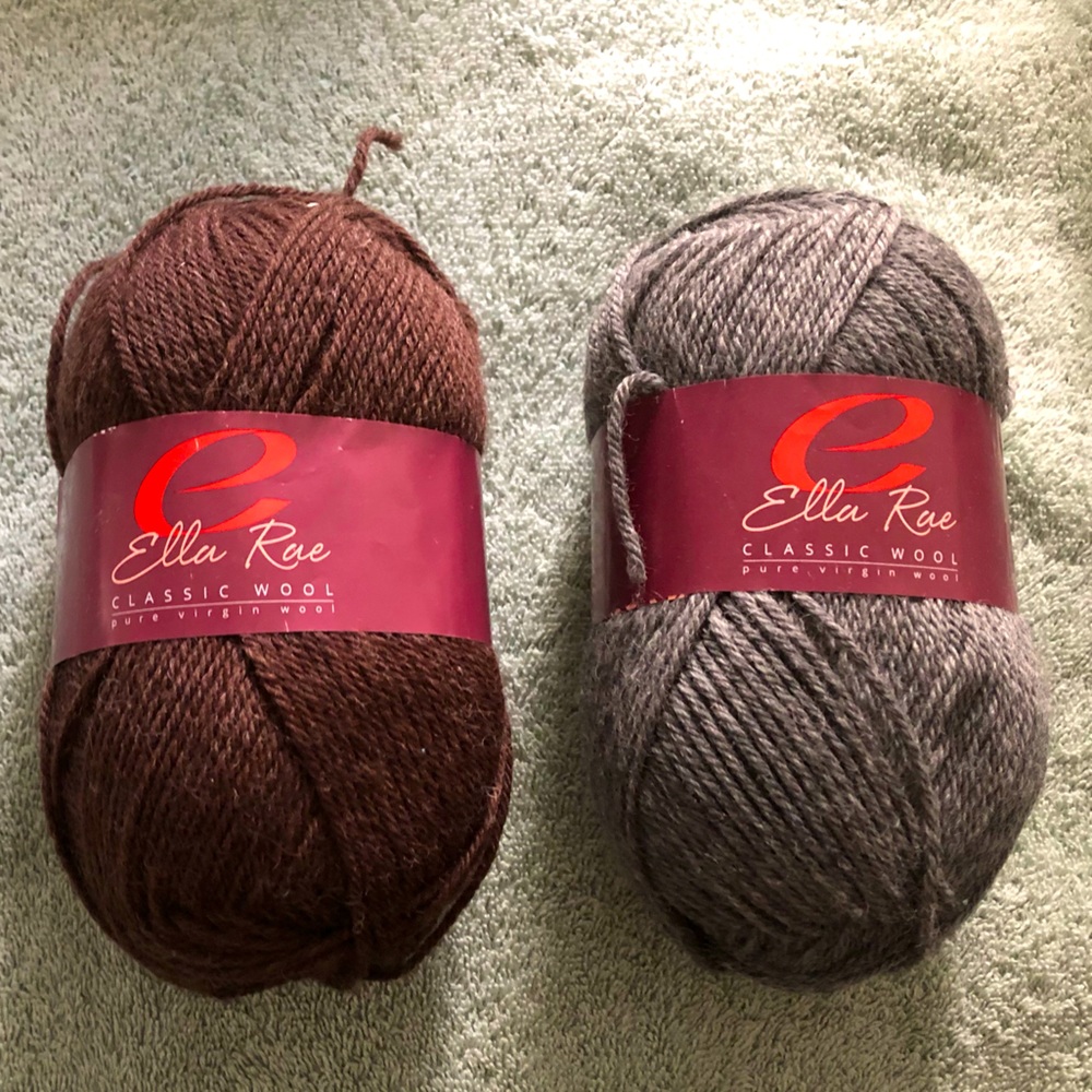 NWT 2 skeins of Ella Rae Classic Wool yarn—brown & gray